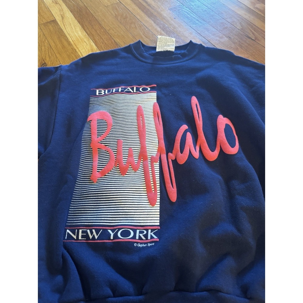 Vintage Women's Buffalo New York Sweatshirt Sz M Spellout Raised Letters - Picture 4 of 14